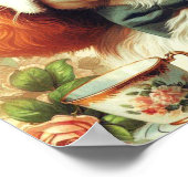 ヴィンテージカバリヤキングチャールズスパニエル犬絵画ズ ポスター (角)