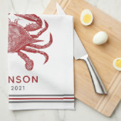 ヴィンテージカパーソナライズされたニ名テンプレート キッチンタオル (四つ折り)