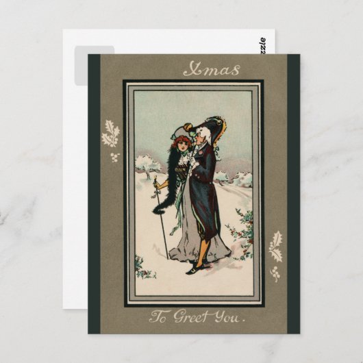 ヴィンテージカビクトリアンップルクリスマス ポストカード (正面/裏面)