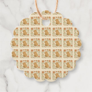 ヴィンテージカピバラフローラメッセージカード フェイバータグ