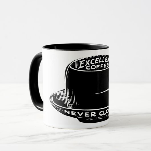 ヴィンテージカフェのコーヒーのサイン黒と白 マグカップ (正面左)