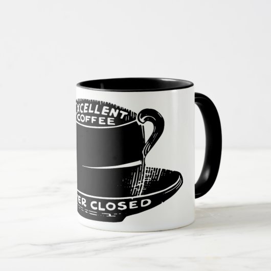 ヴィンテージカフェのコーヒーのサイン黒と白 マグカップ (正面右)