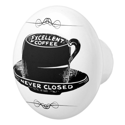 ヴィンテージカフェのコーヒーサインセラミックノブ セラミックノブ (右)