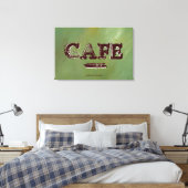 ヴィンテージカフェキッチンキャンバスプリント – ブラシ付きグリーン キャンバスプリント (インサイチュ (寝室))