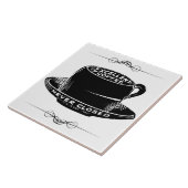 ヴィンテージカフェコーヒーカップのサイン黒と白 タイル (側面)