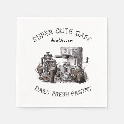 ヴィンテージカフェモノグラム紙ナップキン スタンダードカクテルナプキン (正面)