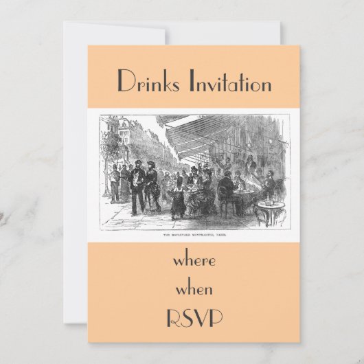 ヴィンテージカフェモンマルトルパリパーティの招待状 招待状 (正面)