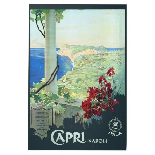 ヴィンテージカプリナポリItaly旅行ポスター メタルプリント (正面)