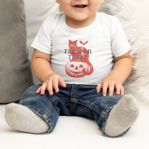 ヴィンテージカボチャこうもりと猫ハローウィンパーティ ベビーTシャツ