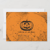 ヴィンテージカボチャとスパイダーウェブハローウィンパーティ 招待状 (裏面)