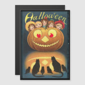 ヴィンテージカボチャに隠れるハロウィーンの子ども (正面/裏面)