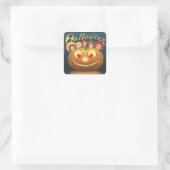 ヴィンテージカボチャに隠れるハロウィーンの子ども スクエアシール (バッグ)