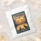 ヴィンテージカボチャに隠れるハロウィーンの子ども フェイバーバッグ (クリップ留めされた状態)