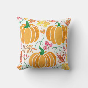 ヴィンテージカボチャイラストレーションセットを白地で分離 クッション