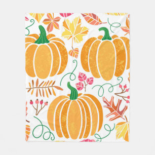 ヴィンテージカボチャイラストレーションセットを白地で分離 フリースブランケット