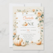 ヴィンテージカボチャバラガーリーフレーム1st誕生日 招待状 (正面)