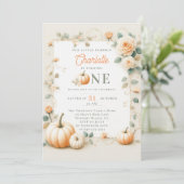 ヴィンテージカボチャバラガーリーフレーム1st誕生日 招待状 (スタンド正面)