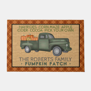 ヴィンテージカボチャパッチファーム素朴秋プレイド ドアマット