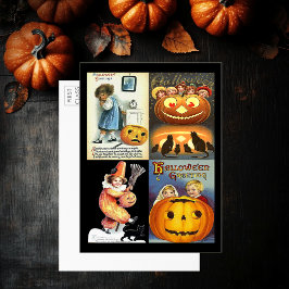 ヴィンテージカボチャ子供4枚の写真大はがき 招待状