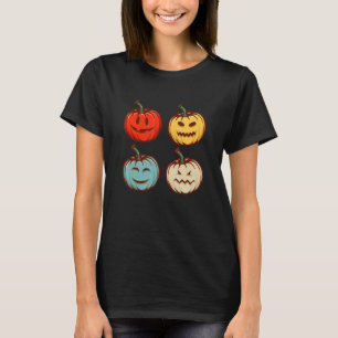 ヴィンテージカボチャ怖い不気味レトロオランタン Tシャツ