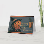 ヴィンテージカボチャ魔女とパイプカスタムハロウィン シーズンカード (正面)