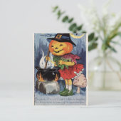 ヴィンテージカボチャ魔女ガールホリディハガキ シーズンポストカード (スタンド正面)