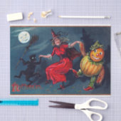 ヴィンテージカボチャ魔女ブラックキャットパーティー組織 薄葉紙 (クラフト)