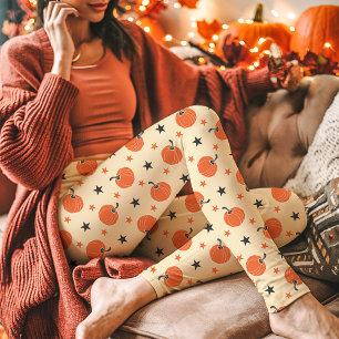 ヴィンテージカボチャ&スターズハロウィンクリーム レギンス