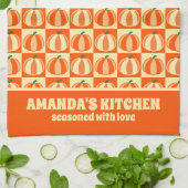 ヴィンテージカボプキンオレンジタータンチェック格子感謝祭 キッチンタオル (折り畳み)