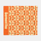 ヴィンテージカボプキンオレンジタータンチェック格子感謝祭 フリースブランケット (正面(横))