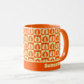 ヴィンテージカボプキンオレンジタータンチェック格子感謝祭 マグカップ (正面右)