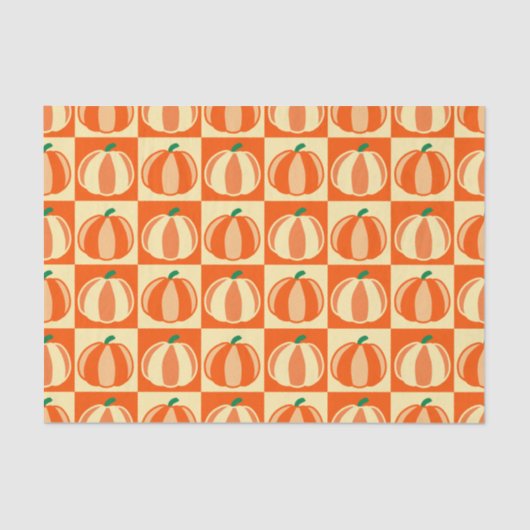 ヴィンテージカボプキンオレンジタータンチェック格子感謝祭 薄葉紙 (正面)