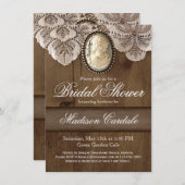 ヴィンテージカメオブルックレースブライダルシャワー招待状 招待状 (正面/裏面)