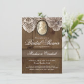 ヴィンテージカメオブルックレースブライダルシャワー招待状 招待状 (スタンド正面)