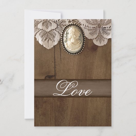 ヴィンテージカメオブルックレースブライダルシャワー招待状 招待状 (裏面)