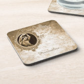 ヴィンテージカメオ踊りガールパーソナライズされた コースター (左側)