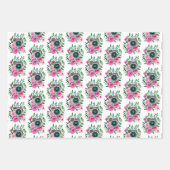 ヴィンテージカメラとピンクの花誕生日 ラッピングペーパーシート (正面2)