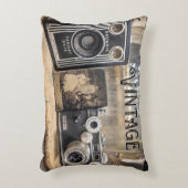 ヴィンテージカメラとフォトプリント アクセントクッション (正面(垂直))