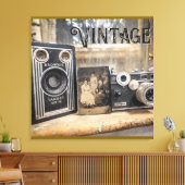ヴィンテージカメラとフォトプリント キャンバスプリント (インサイチュ (リビング))