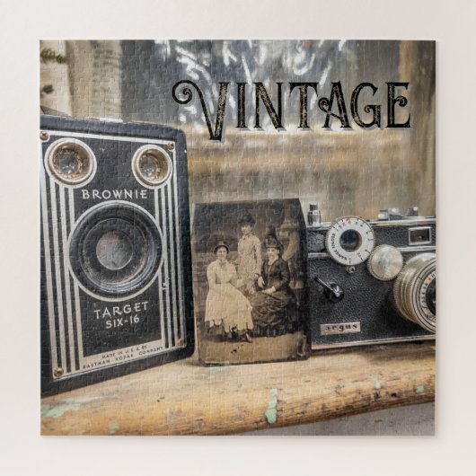 ヴィンテージカメラとフォトプリント ジグソーパズル (縦)