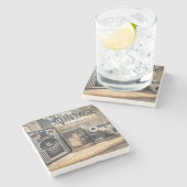 ヴィンテージカメラとフォトプリント ストーンコースター (横)