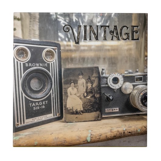 ヴィンテージカメラとフォトプリント タイル (正面)