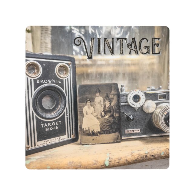 ヴィンテージカメラとフォトプリント メタルプリント (正面)