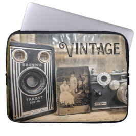 ヴィンテージカメラとフォトプリント ラップトップスリーブ