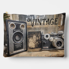 ヴィンテージカメラとヴィンテージプリント アクセサリーポーチ