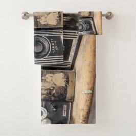 ヴィンテージカメラとヴィンテージプリント バスタオルセット