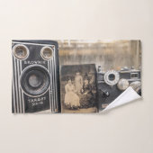 ヴィンテージカメラとヴィンテージプリント バスタオルセット (ハンドタオル)