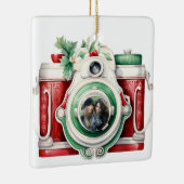 ヴィンテージカメラのクリスマスフォト セラミックオーナメント (右)