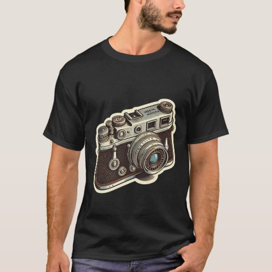 ヴィンテージカメラのステッカー – 写真の恋人デカール Tシャツ (正面)