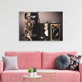 ヴィンテージカメラのラップされたキャンバス キャンバスプリント (インサイチュ (リビング))